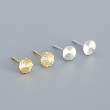 Round Diffused Texture Stud Earrings