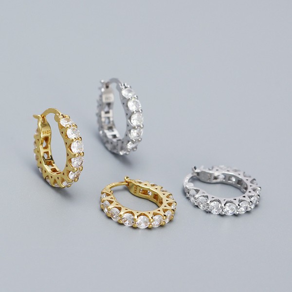 Hollow Beaded Rhinestone Hoop Earrings