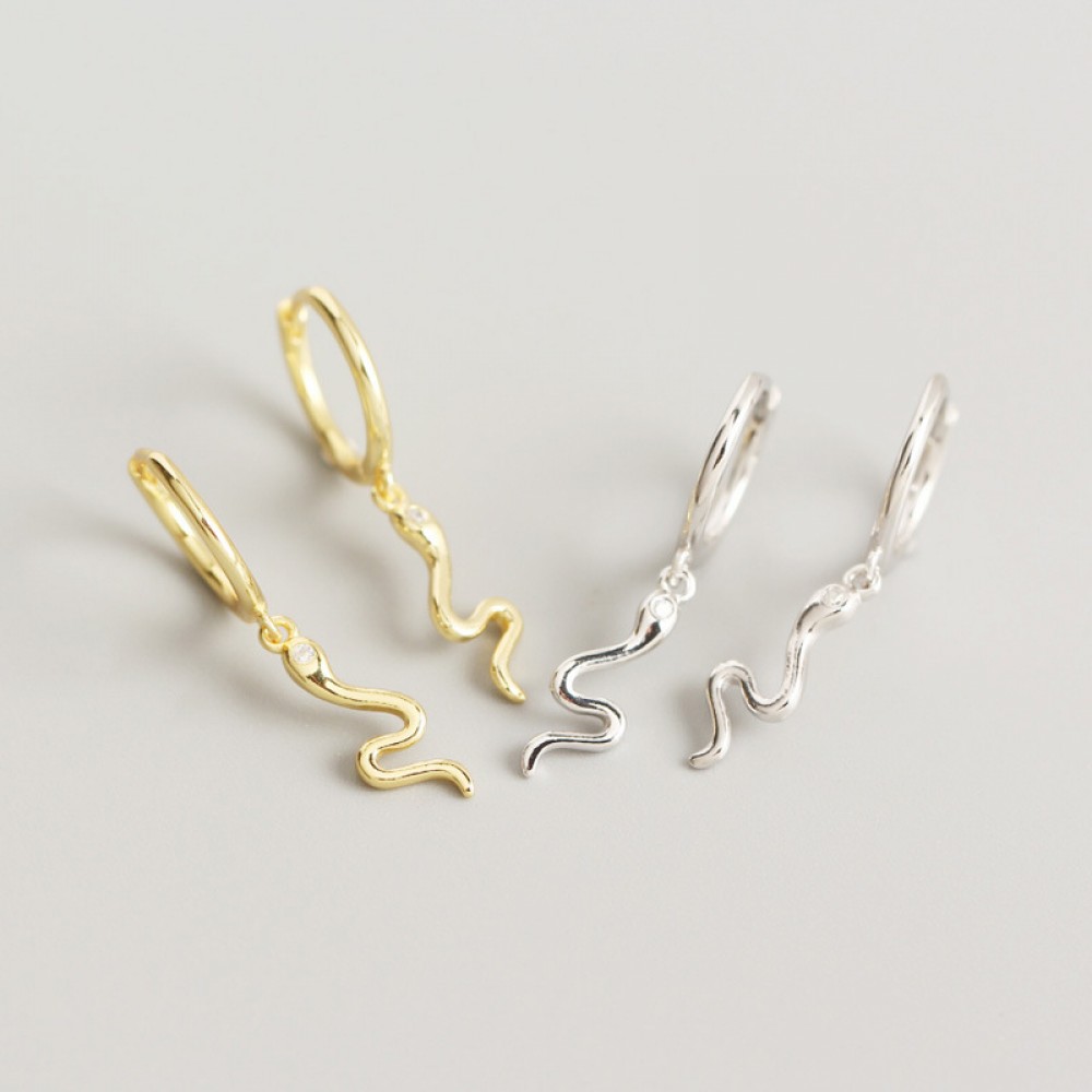 Minimalist Glossy Snake Dangle Earrings - MLYH509