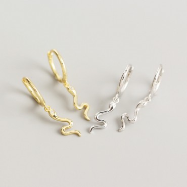 Minimalist Glossy Snake Dangle Earrings