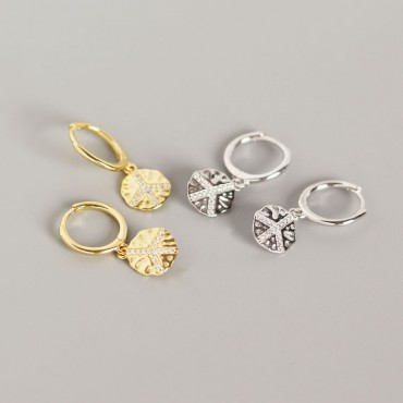 Baroque Peace Sign Dangle Earrings