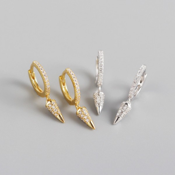 Pave Conical Rivet Dangle Earrings