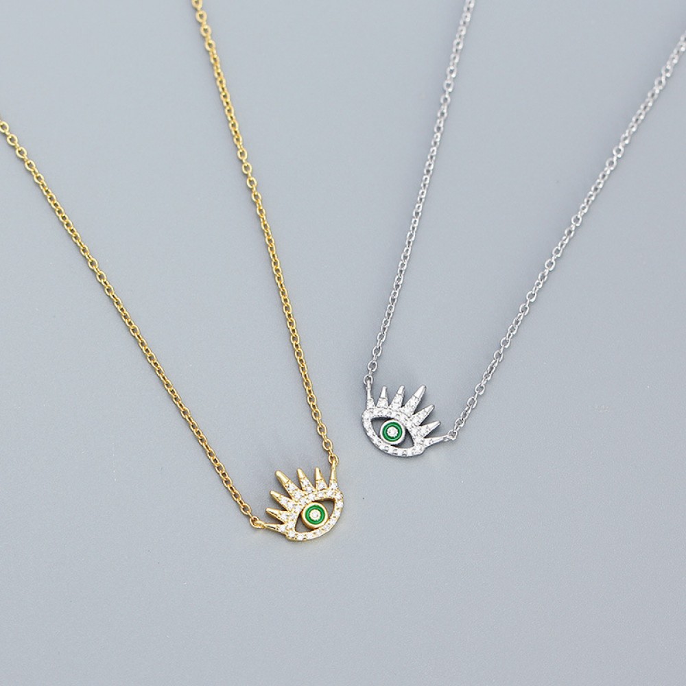 Long Eyelash Devil Eye Necklace - MLYH515