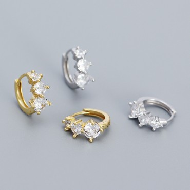 Gradient Sizes Gems Row Hoop Earrings