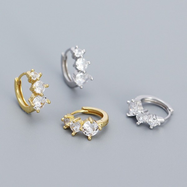 Gradient Sizes Gems Row Hoop Earrings
