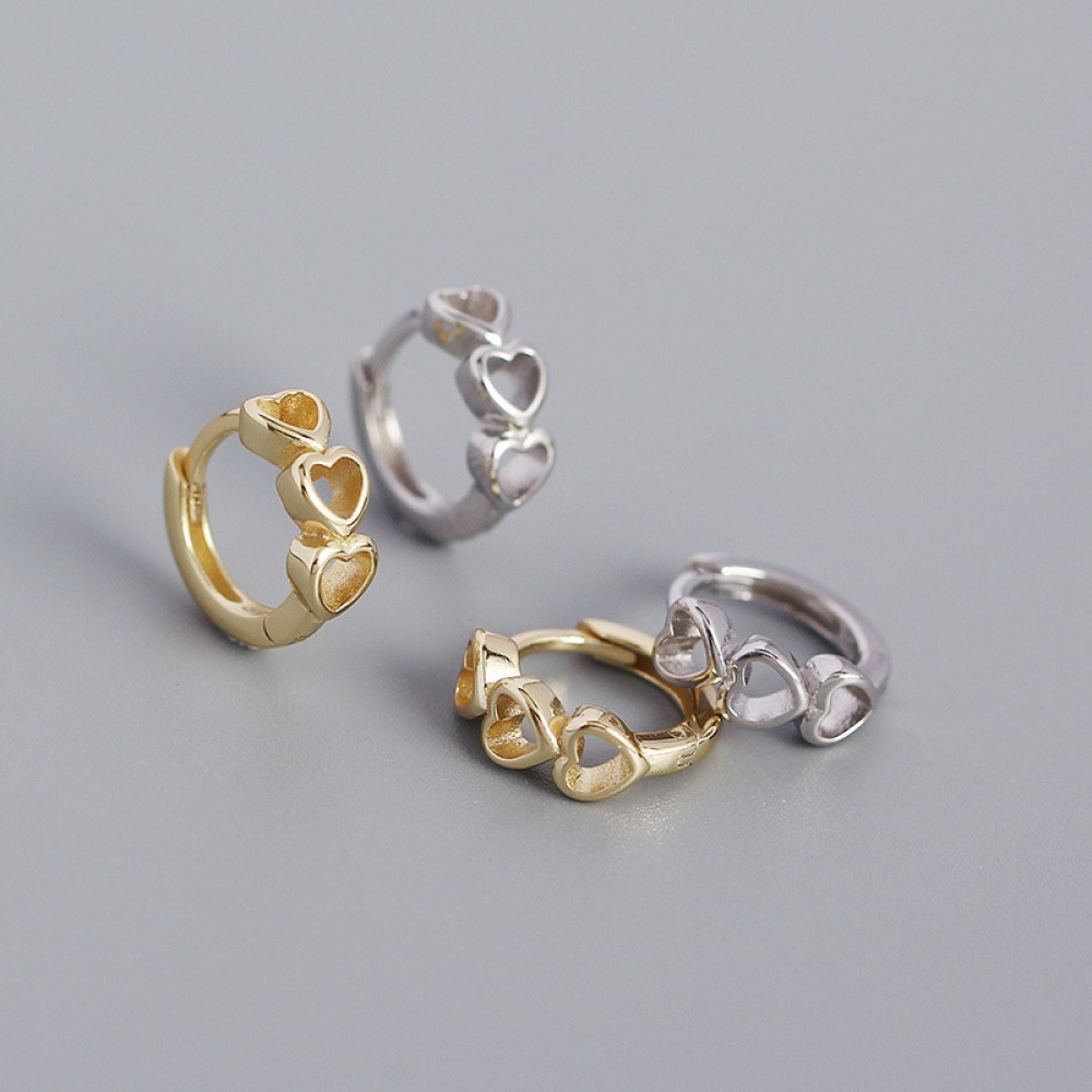 Sweet Three Hearts Hoop Earrings - MLYH517