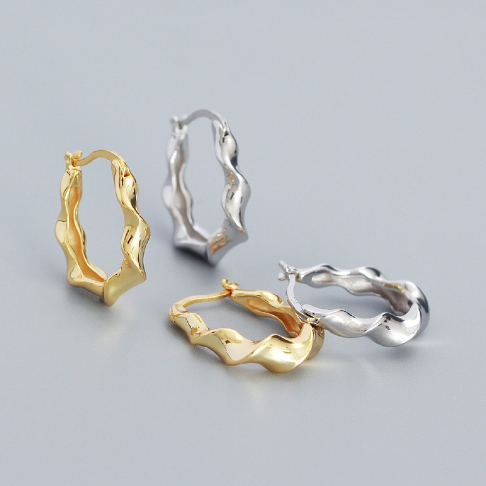 Irregular Twisted Hoop Earrings - MLYH519