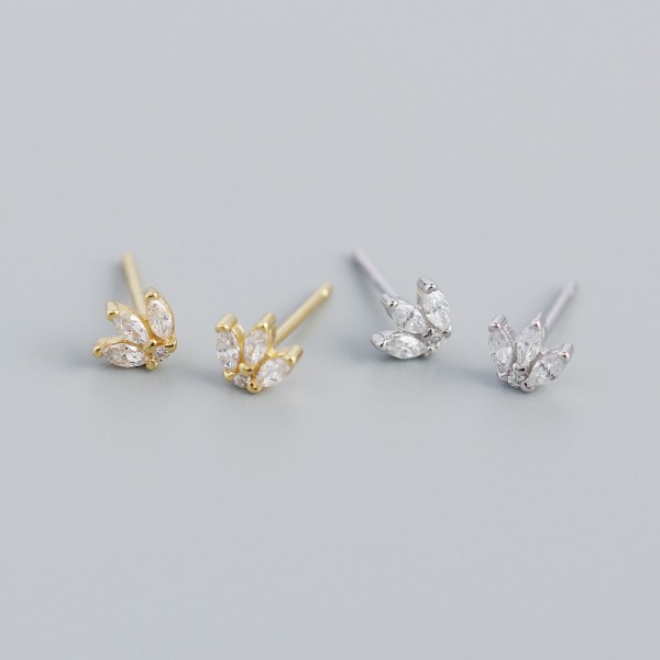 Crown with Marquise Gems Stud Earrings