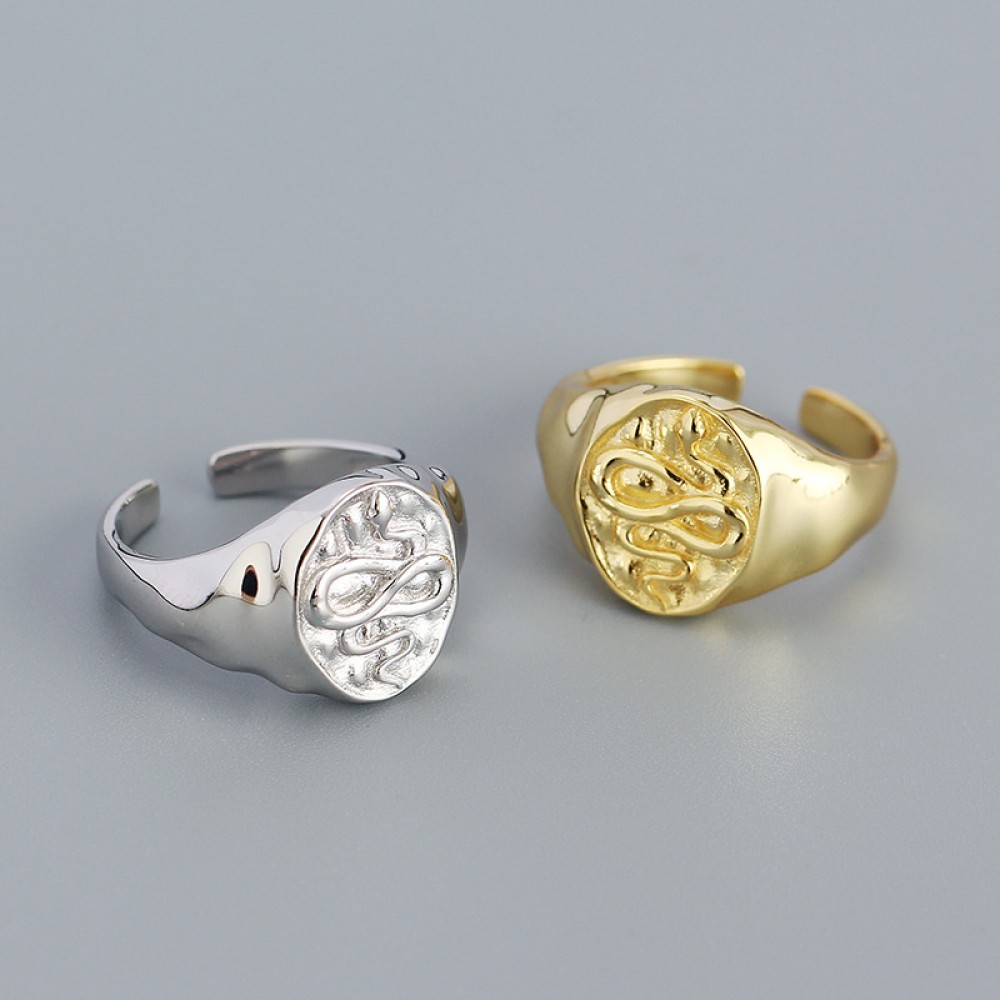 Vintage Embossed Snake Open Ring - MLYH522