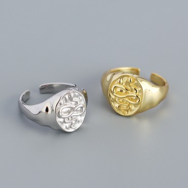 Vintage Embossed Snake Open Ring