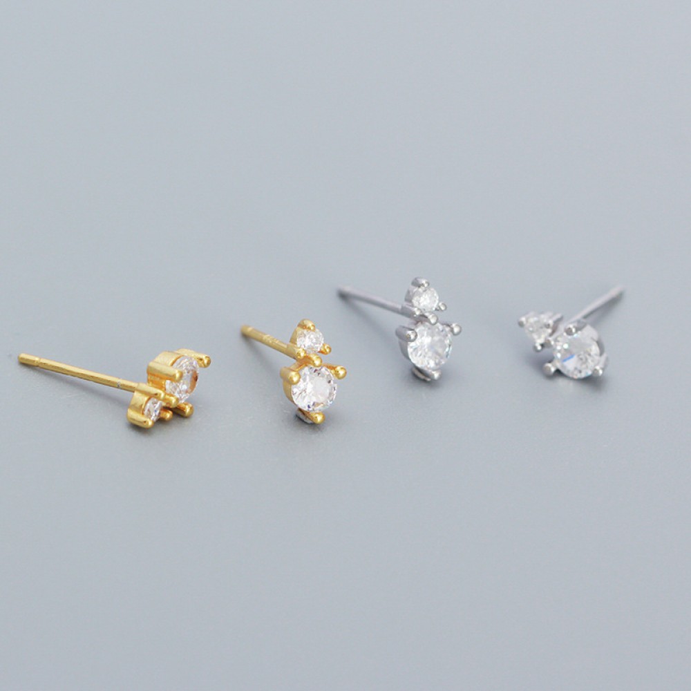 Statement Two Rhinestone Stud Earrings - MLYH530