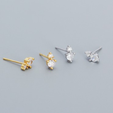 Statement Two Rhinestone Stud Earrings