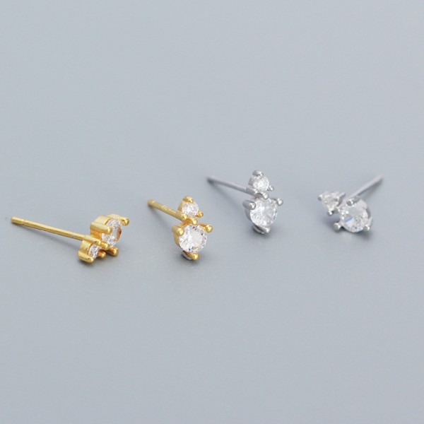 Statement Two Rhinestone Stud Earrings