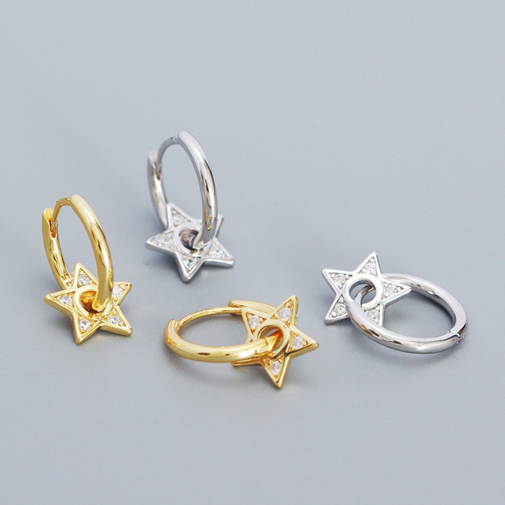 Statement Pave Star Hoop Earrings - MLYH534