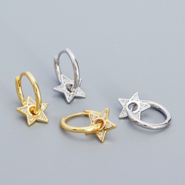 Statement Pave Star Hoop Earrings