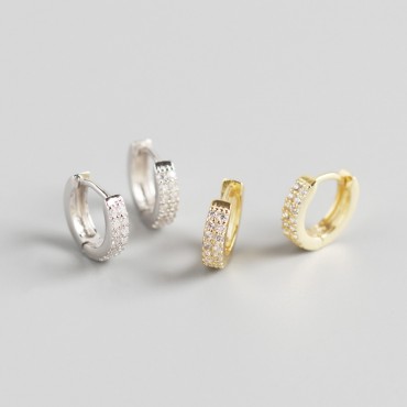 Double Rhinestone Rows Hoop Earrings