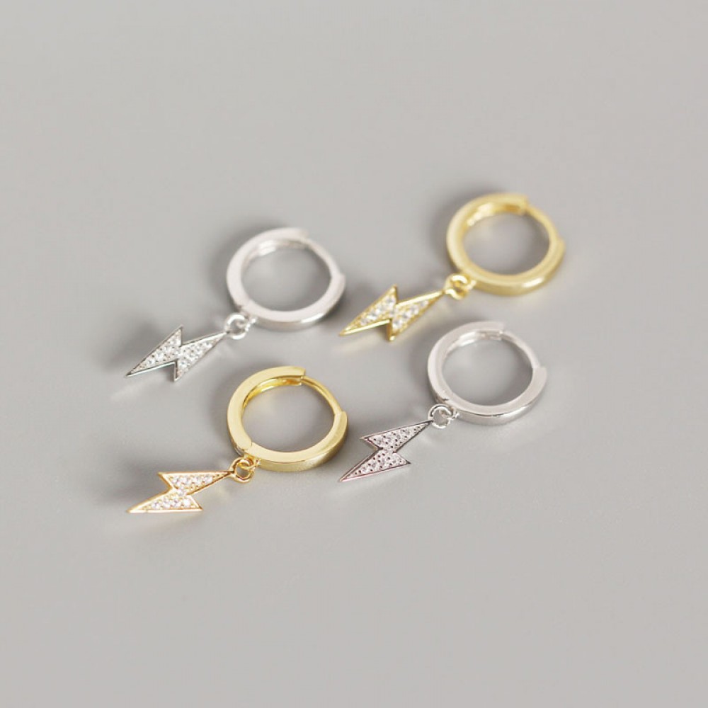 Fashion Pave Lightning Hoop Earrings - MLYH539