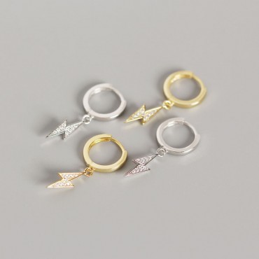 Fashion Pave Lightning Hoop Earrings