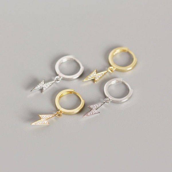 Fashion Pave Lightning Hoop Earrings