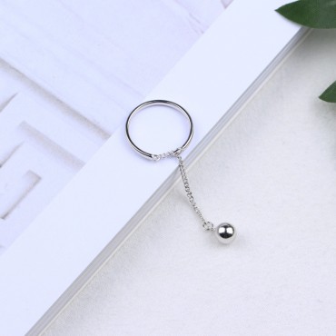 Tassel Silver Ball Open Ring
