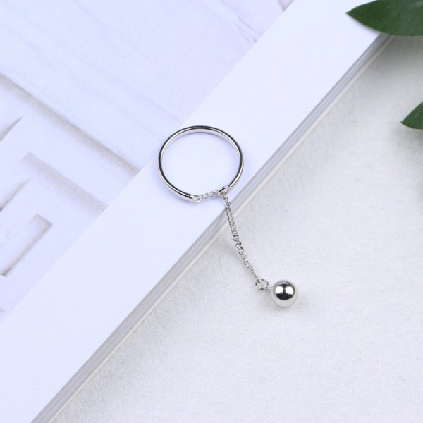 Tassel Silver Ball Open Ring