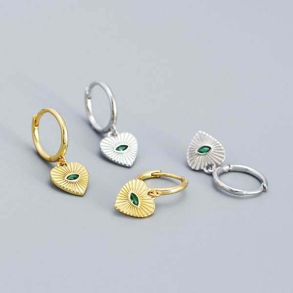 Heart Shaped Evil Eye Dangle Earrings
