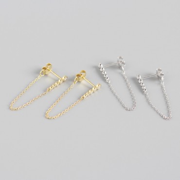 Tassel Chain Rhinestone Stud Earrings