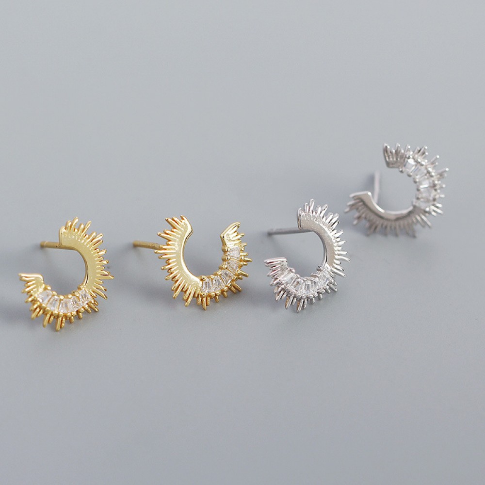 C-shaped Sunshine Stud Earrings - MLYH550