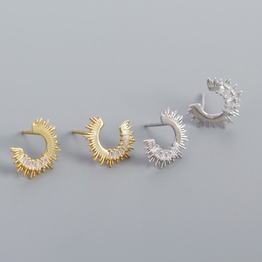 C-shaped Sunshine Stud Earrings