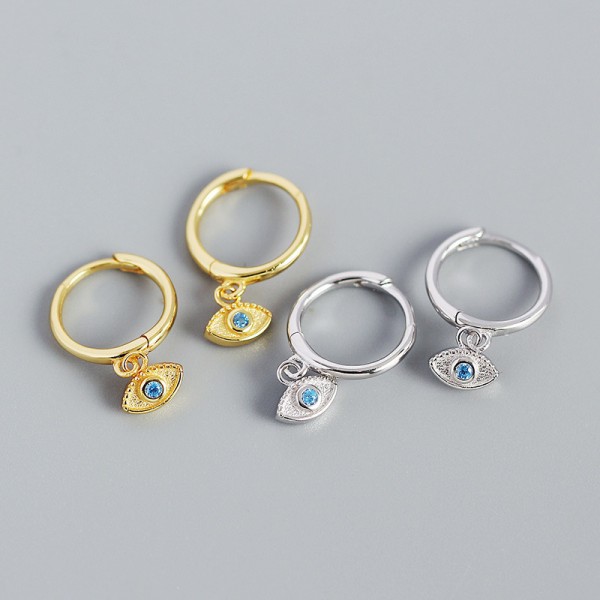 Sparkling Evil Eye Dangle Earrings