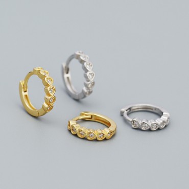 Sparkling Heart to Heart Hoop Earrings