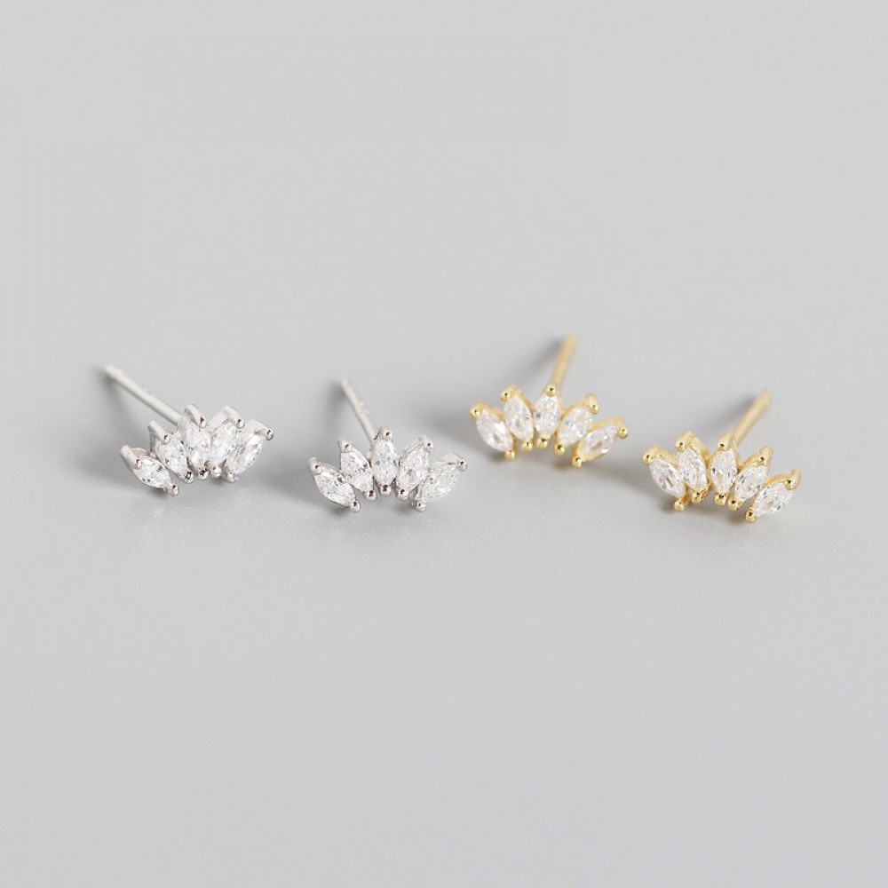 Fan-shaped Marquise Gems Stud Earrings - MLYH557
