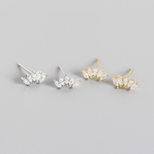 Fan-shaped Marquise Gems Stud Earrings