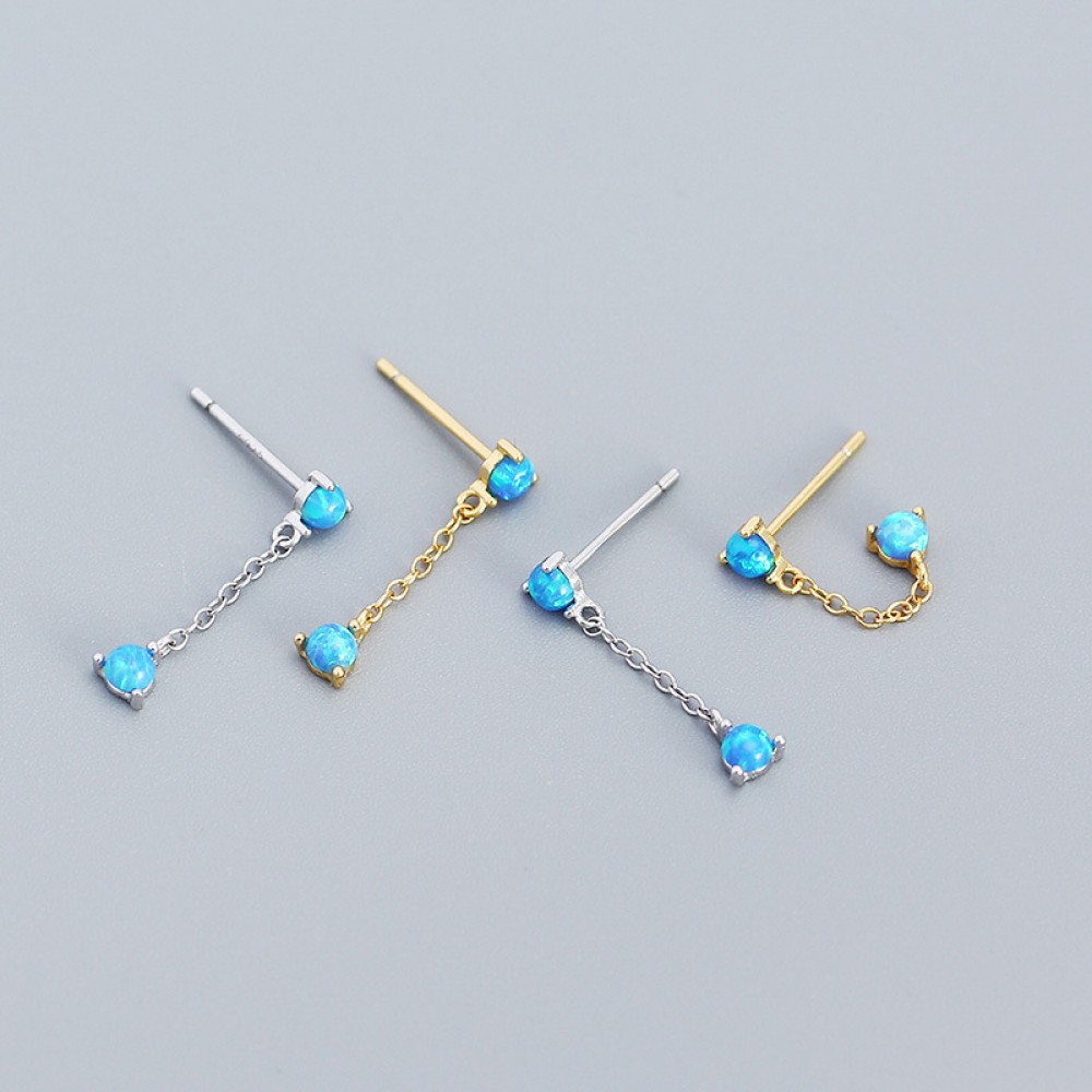 Tassel Round Opal Stud Earrings - MLYH558