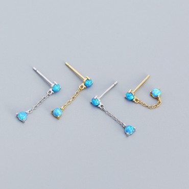 Tassel Round Opal Stud Earrings