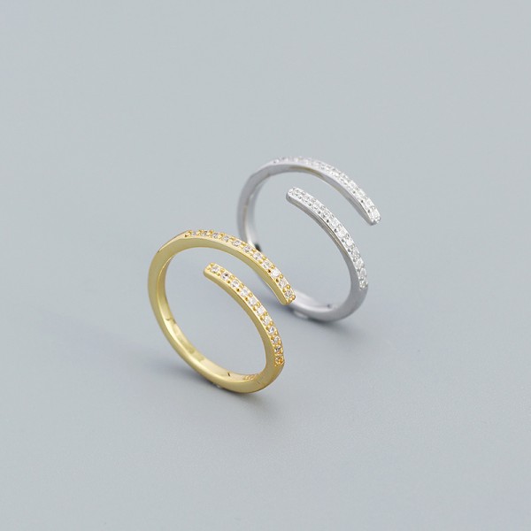 Pave Overlapping Open Ring