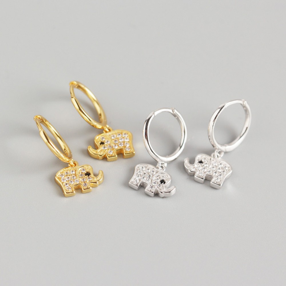 Elegant Pave Elephant Dangle Earrings - MLYH562