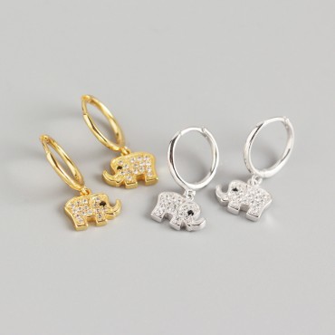 Elegant Pave Elephant Dangle Earrings
