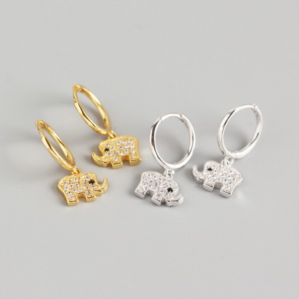 Elegant Pave Elephant Dangle Earrings