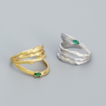 Multi-layered Irregular Textured Open Ring