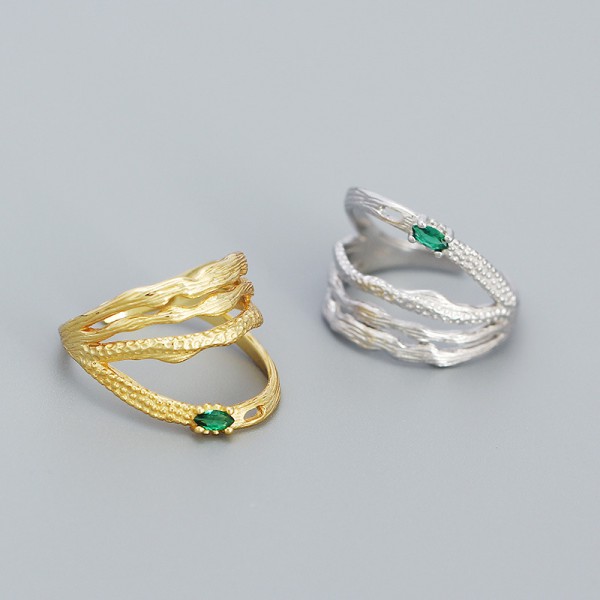 Multi-layered Irregular Textured Open Ring