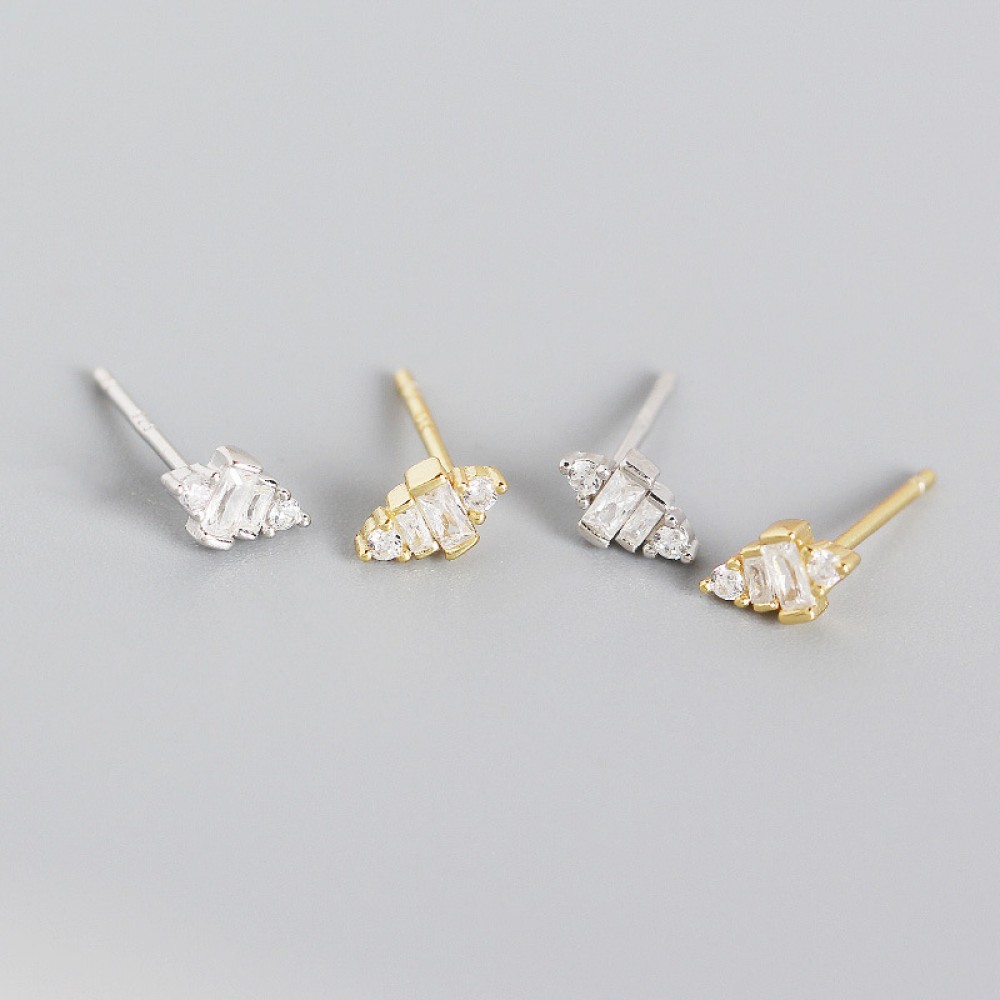 Ladder Arranged Gemstone Stud Earrings - MLYH564