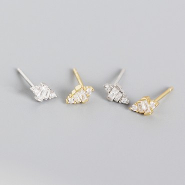 Ladder Arranged Gemstone Stud Earrings