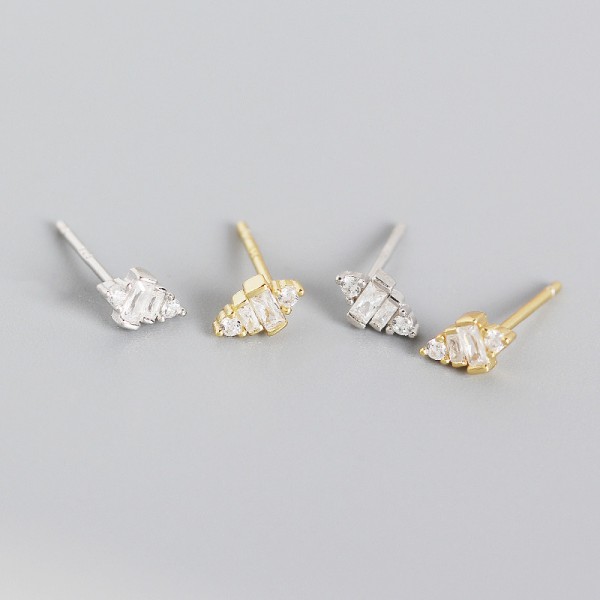 Ladder Arranged Gemstone Stud Earrings