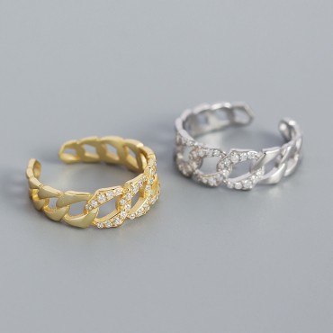 Metallic Chain Shaped Open Ring