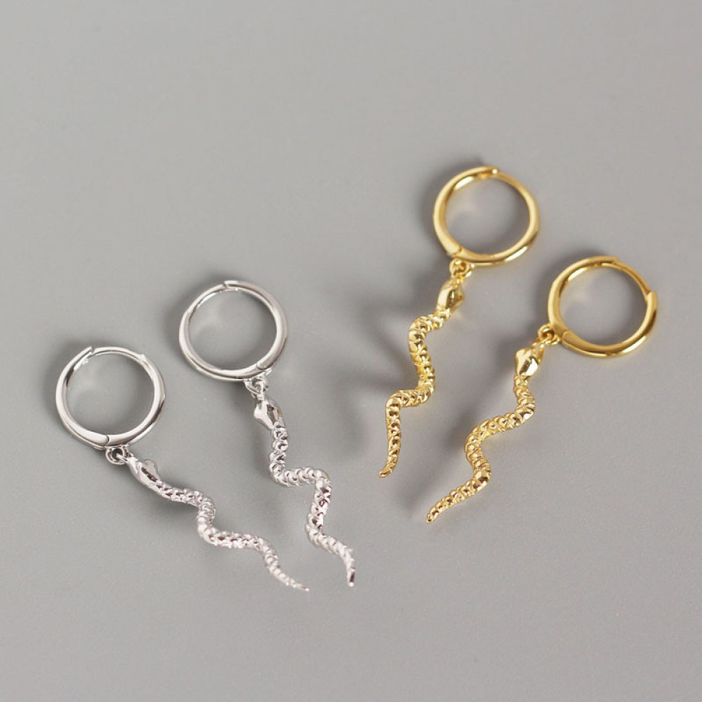 Elegant Slim Snake Dangle Earrings - MLYH572