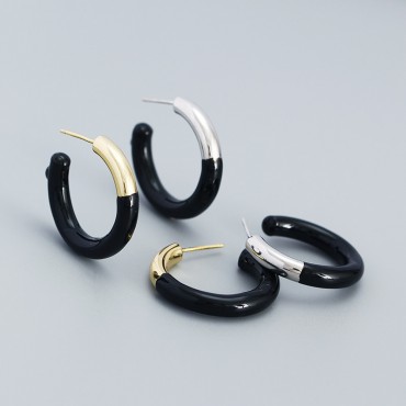 Hollow Tube C-shaped Stud Earrings