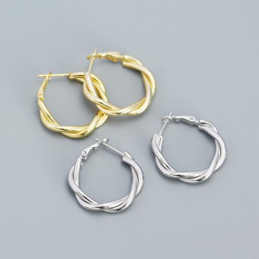 French Style Twisted Hoop Earrings