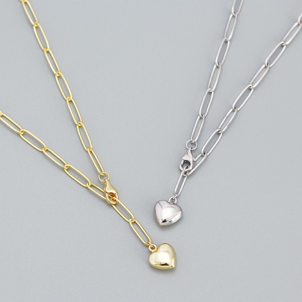 Metallic Glossy Heart Pendant Necklace