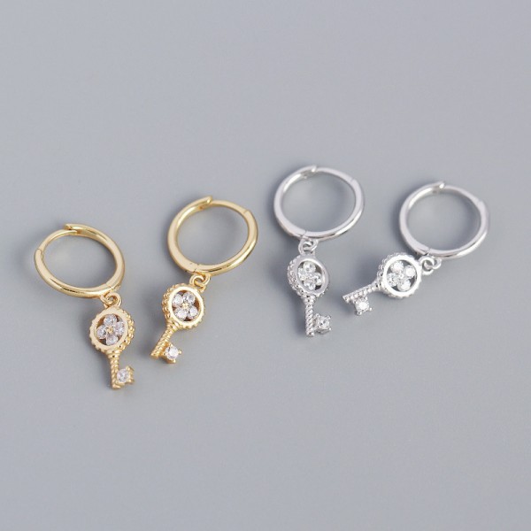 Four Leaf Clover Key Dangle Earrings
